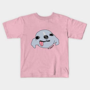 Funny silly derpy blep dog Kids T-Shirt